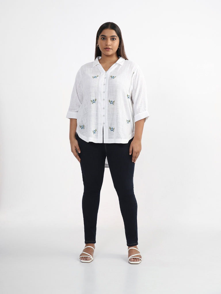 Gia Embroidered White Blouse