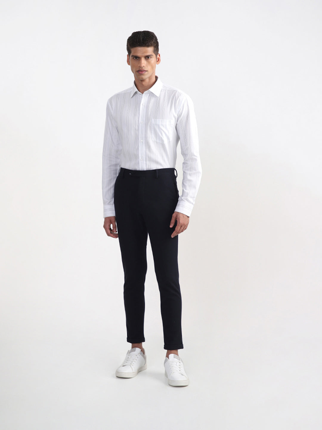 WES Formals Striped White Shirt