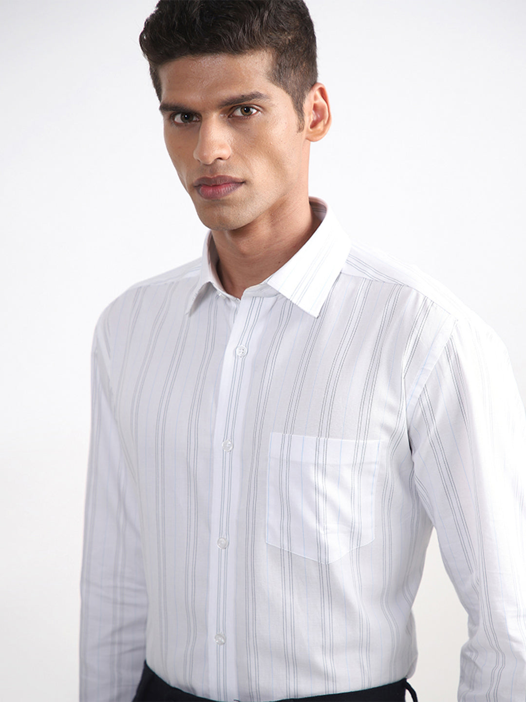 WES Formals Striped White Shirt