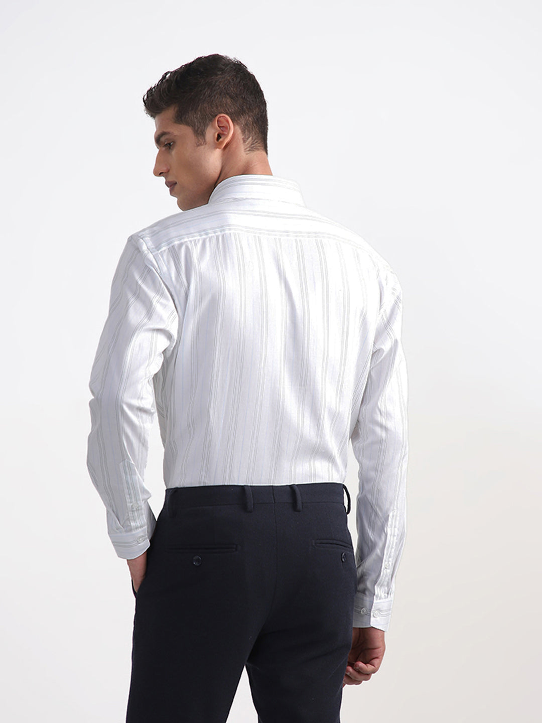 WES Formals Striped White Shirt
