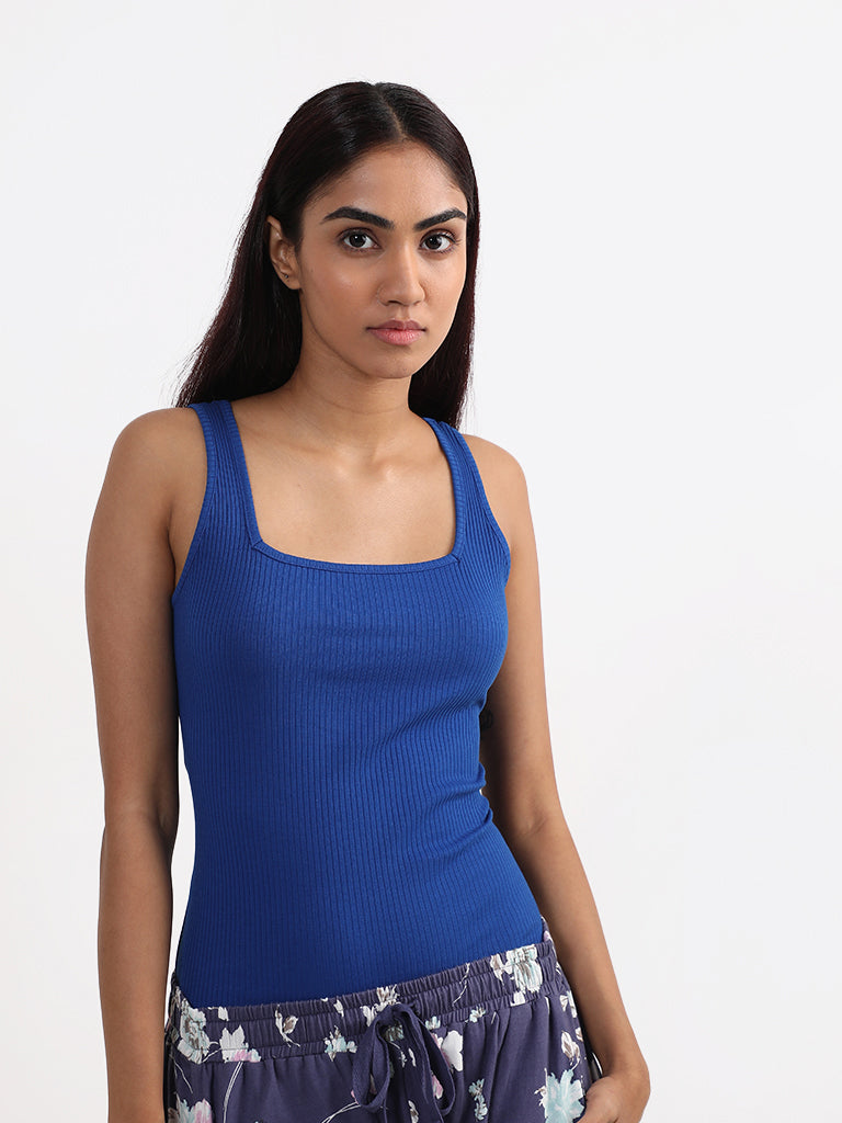 Wunderlove Dark Blue Ribbed Camisole