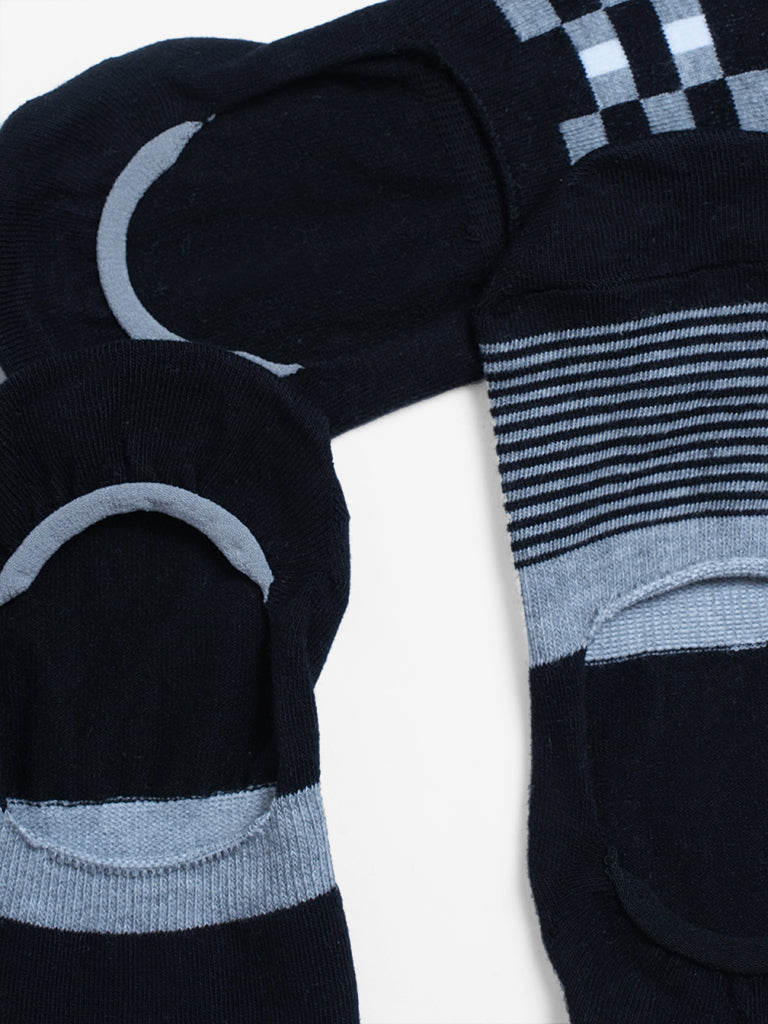 WES Lounge & Innerwear Striped Black Men's Socks - 3 Pairs