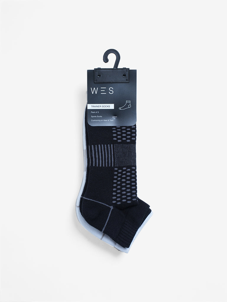 WES Lounge & Innerwear Striped Black Men's Socks - 3 Pairs