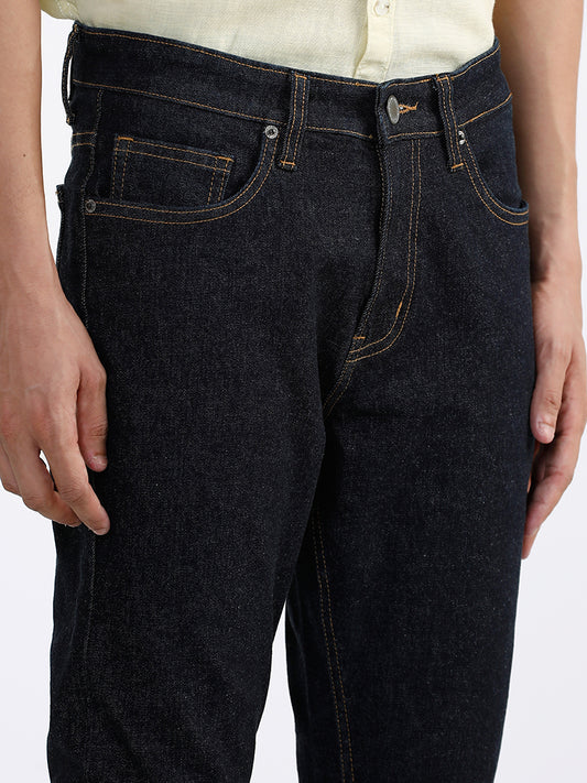 WES Casuals Solid Black Slim Fit Mid Rise Denim Jeans