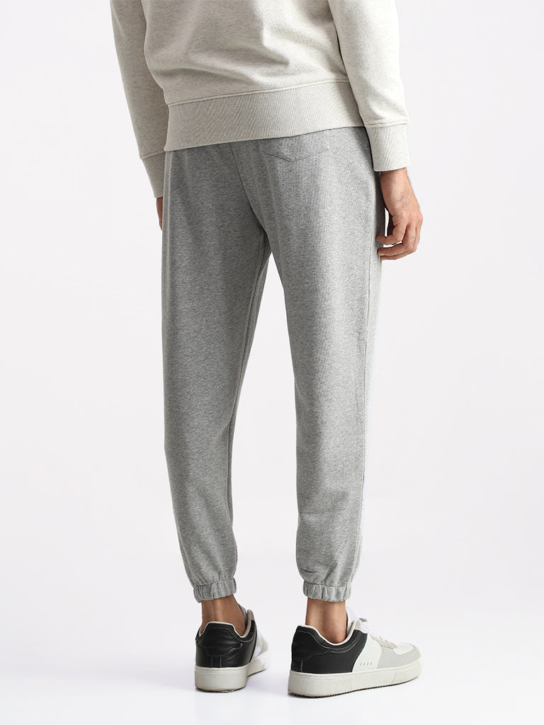 WES Casuals Solid Grey Relaxed Fit Trackpants