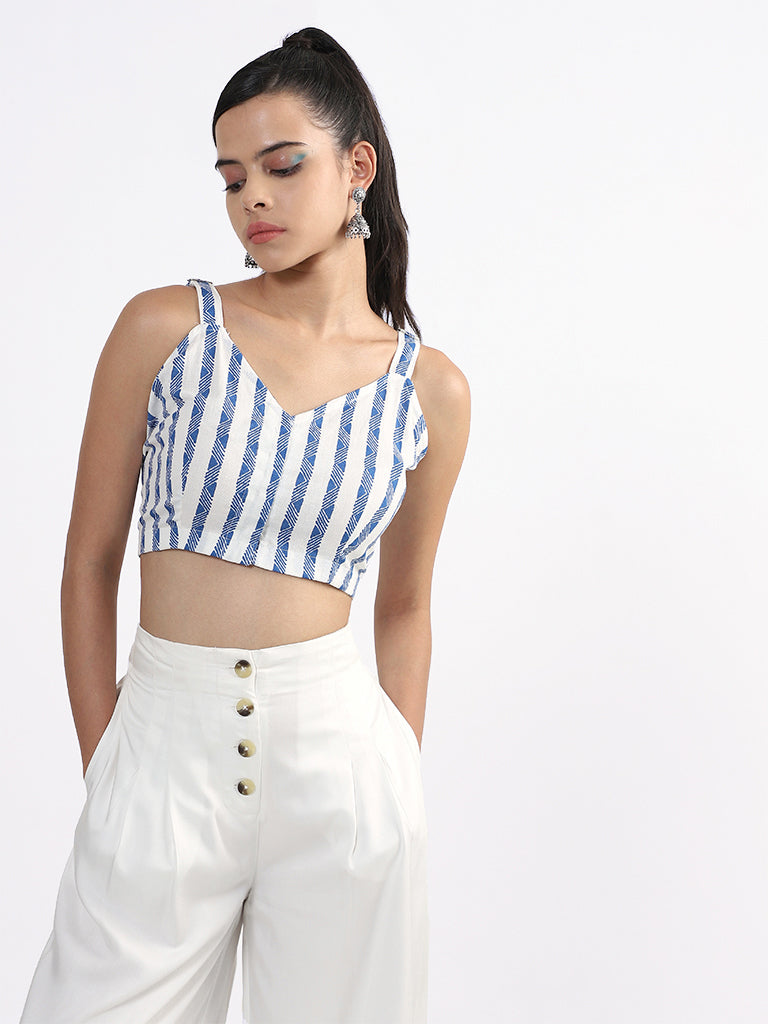 Bombay Paisley Printed Blue Bustier Top