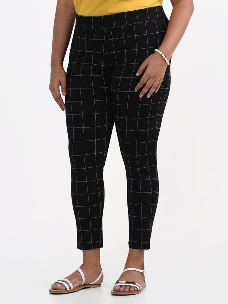 Gia Checked Black Trousers