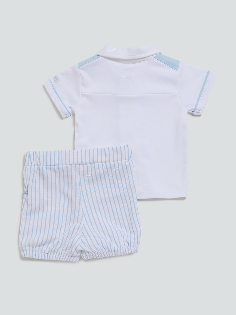 HOP Baby Blue Shirt with Striped Shorts