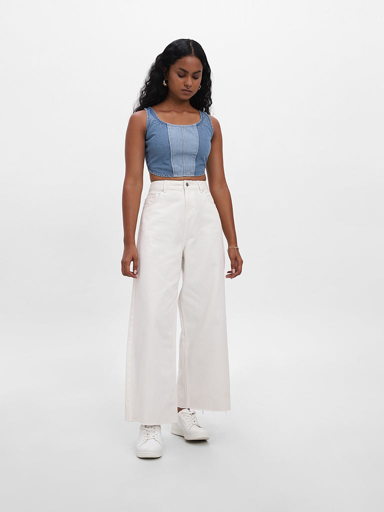 Nuon Plain Blue Blouse