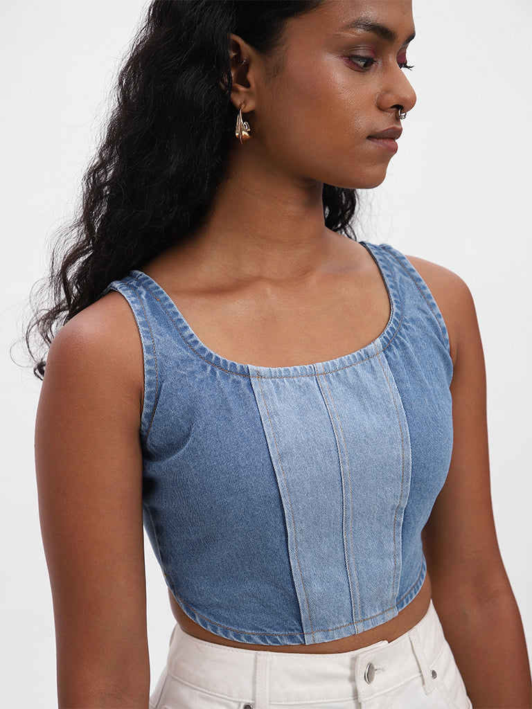 Nuon Plain Blue Blouse