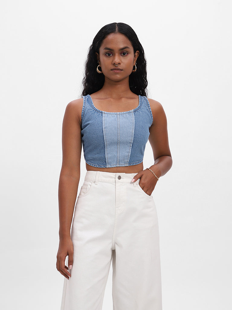 Nuon Plain Blue Blouse