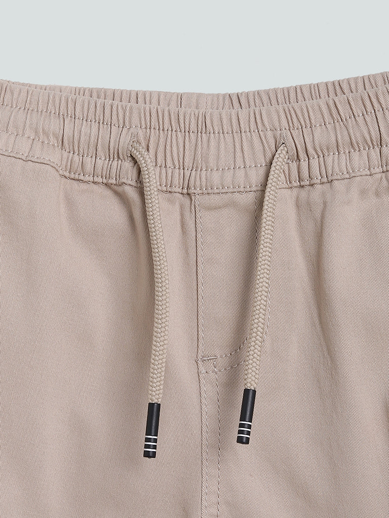 Y&F Kids Plain Beige Elasticated Joggers