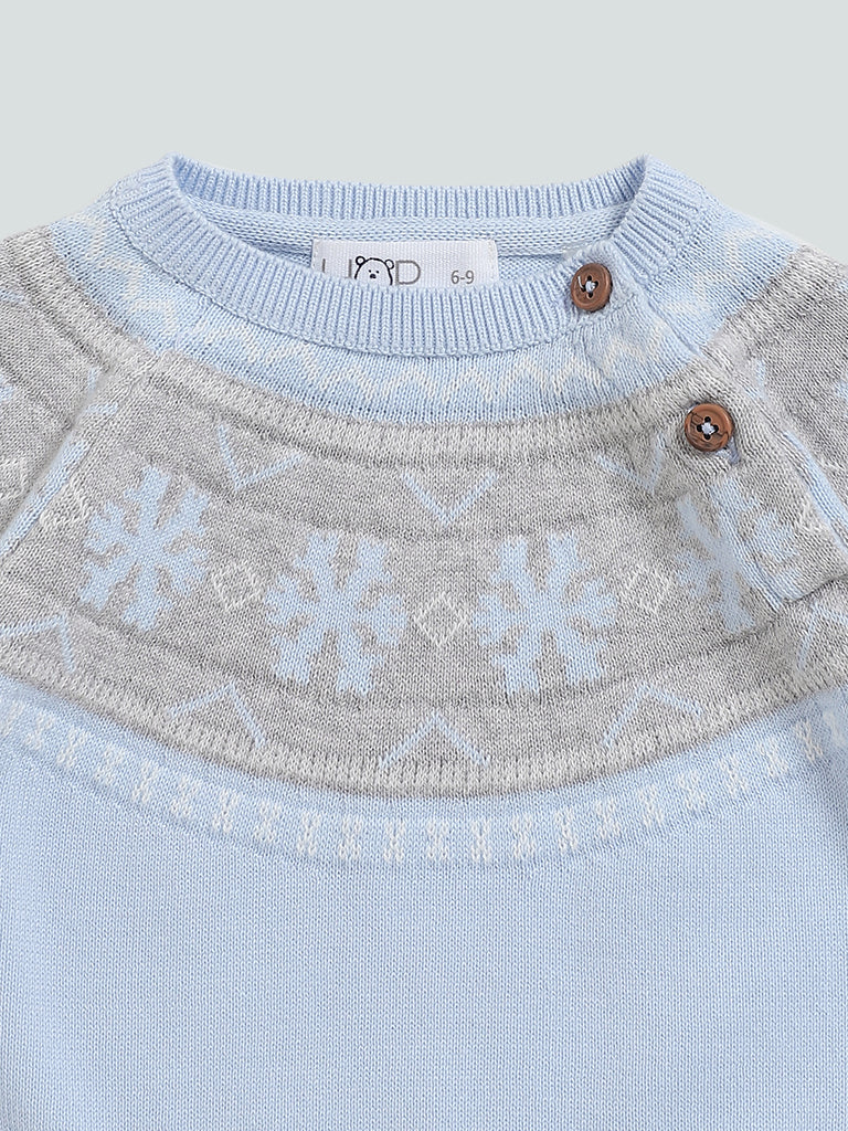 HOP Baby Blue Snow Flake Design Knitted Top and Pants Set