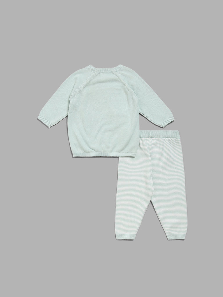 HOP Baby Sage Elephant Printed Top and Pants Set