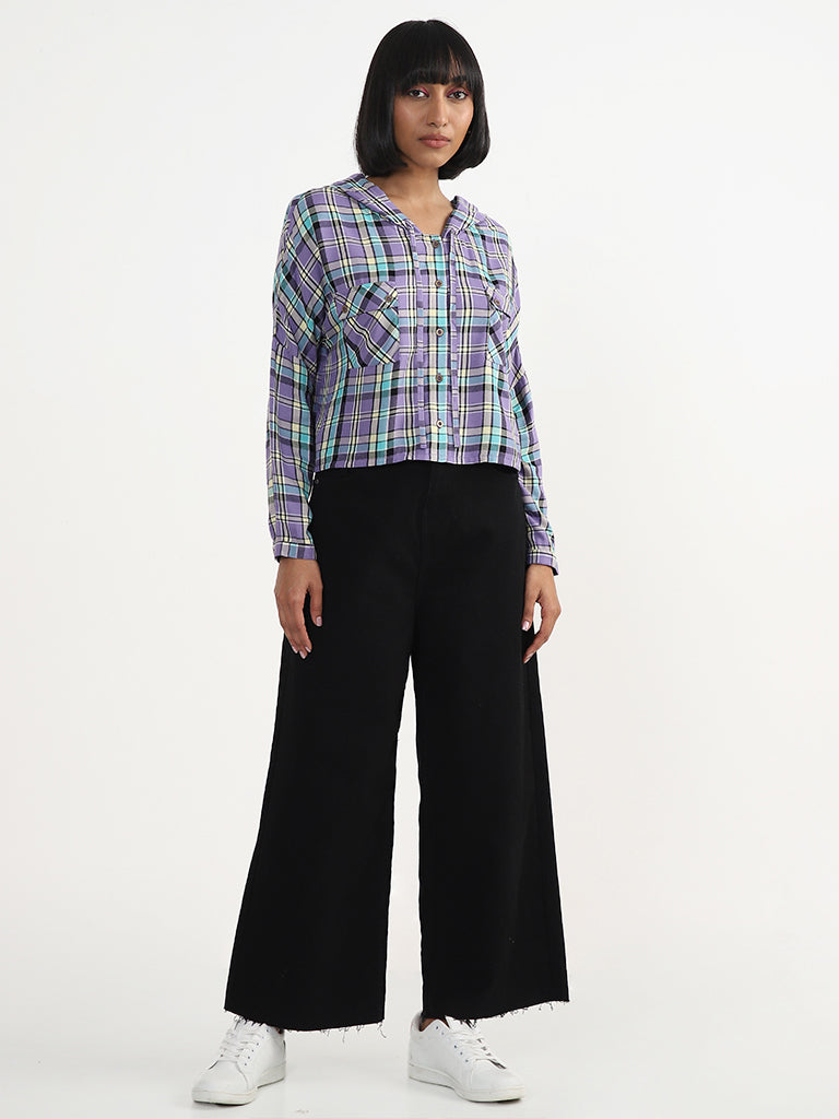 Nuon Checked Lavender Blouse