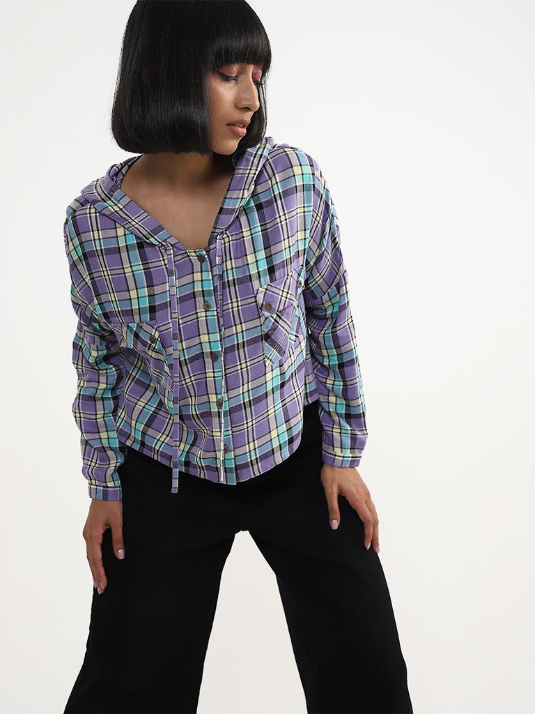 Nuon Checked Lavender Blouse