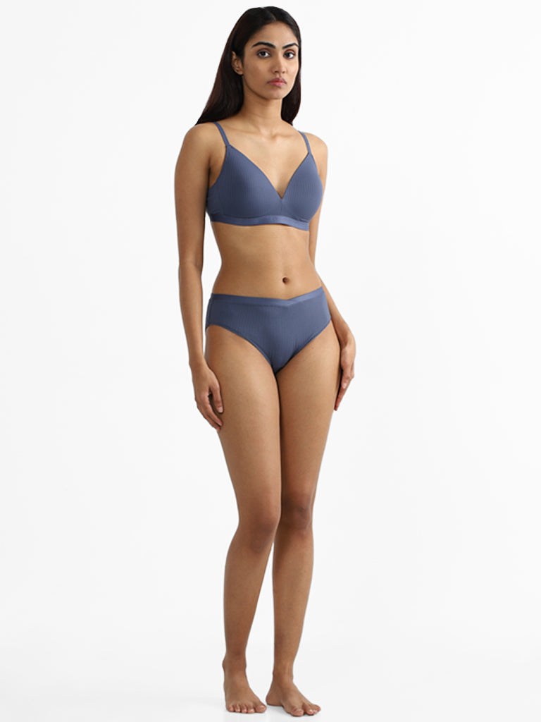 Wunderlove Dark Blue Hi-Leg Brief
