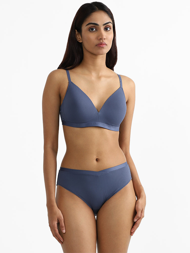 Wunderlove Dark Blue Hi-Leg Brief