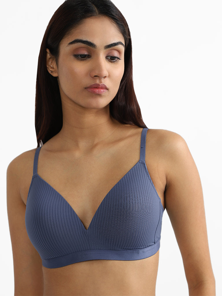 Wunderlove Dark Blue Ribbed Bra