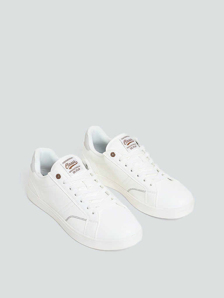 SOLEPLAY White Lace-Up Sneakers, White / EURO-44