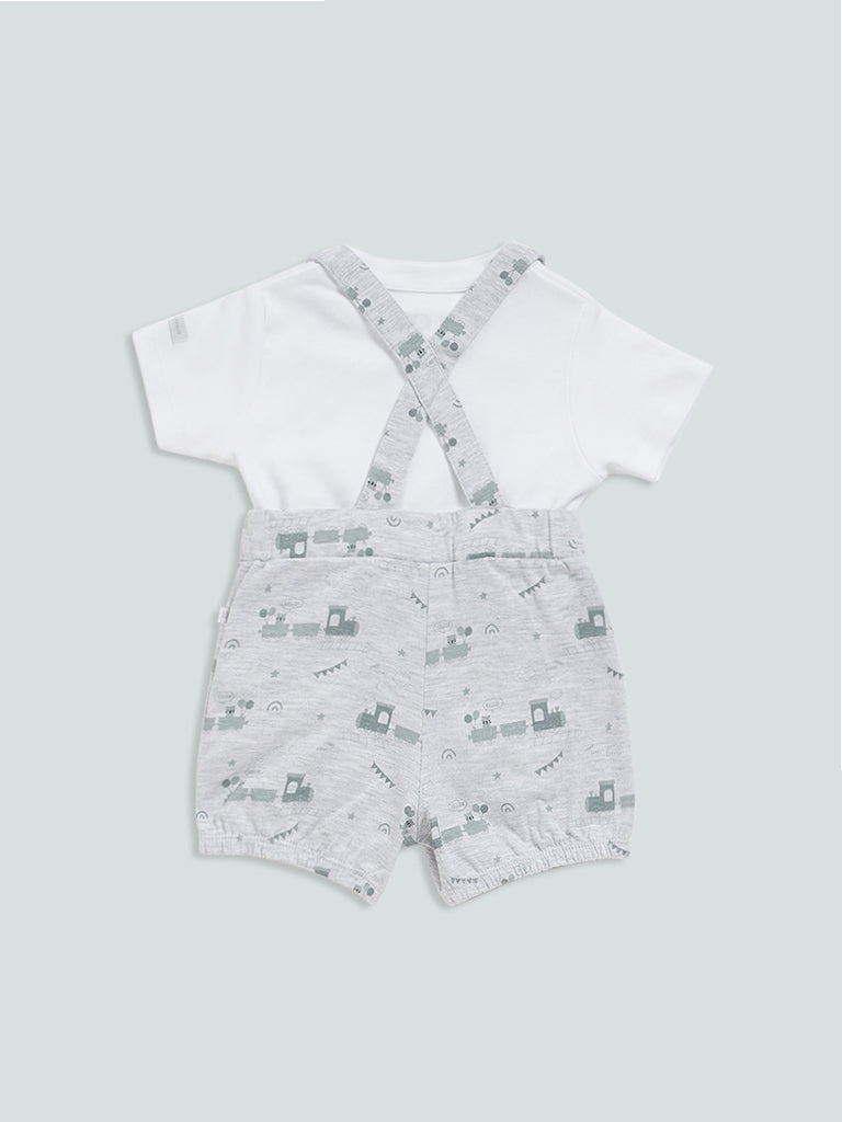 HOP Baby Grey Paul Printed Shorts and Shirt Set