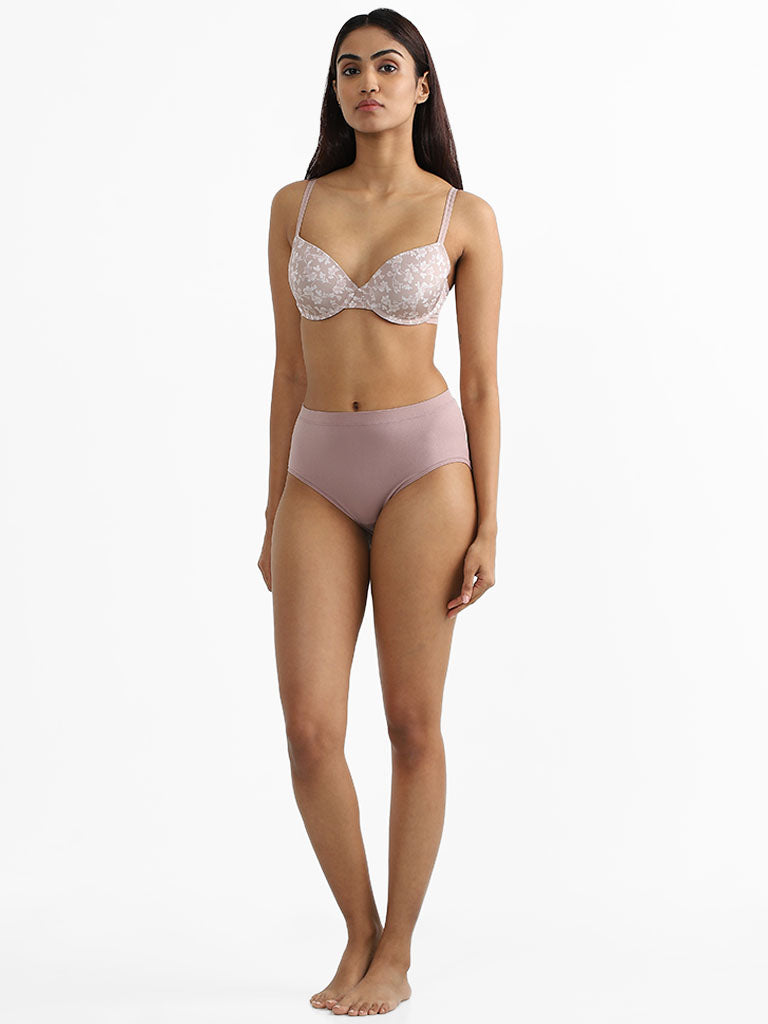 Wunderlove Light Brown Floral Printed Bra