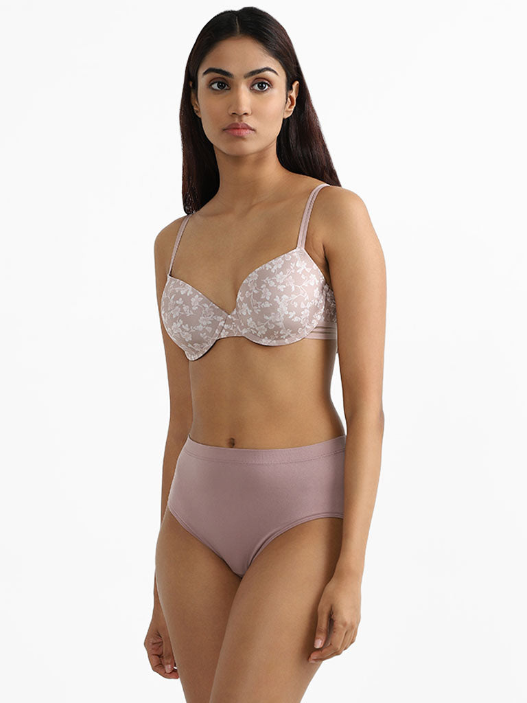 Wunderlove Light Brown Floral Printed Bra