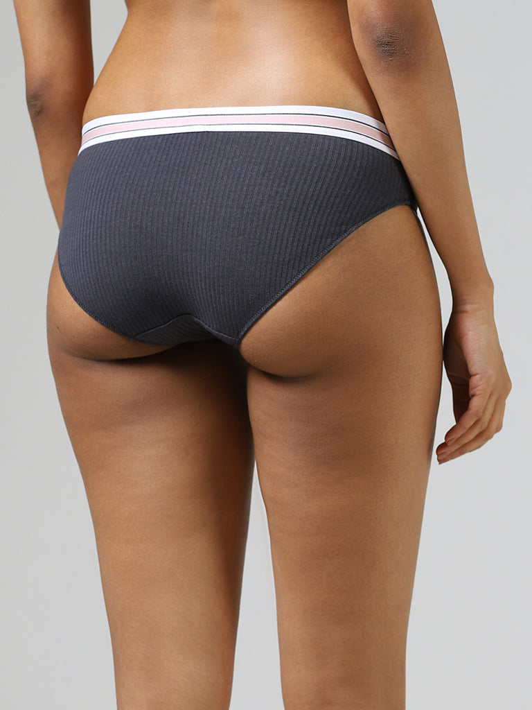 Superstar Charcoal Ribbed Bikini Brief