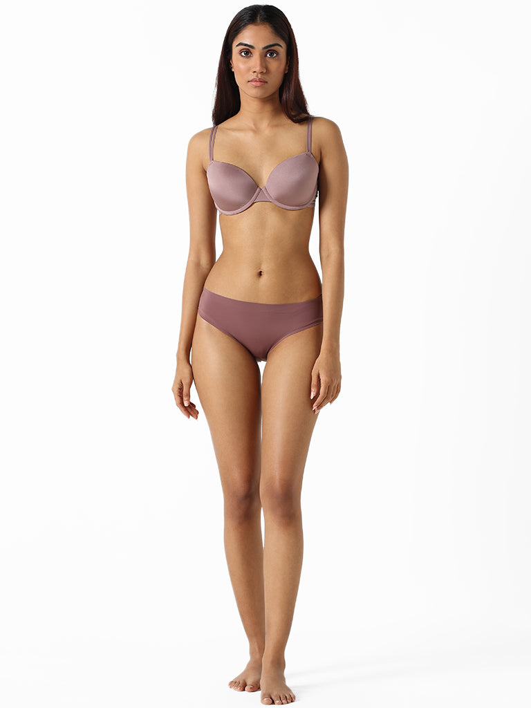 Wunderlove Rose Taupe Seamless High-Leg Brief