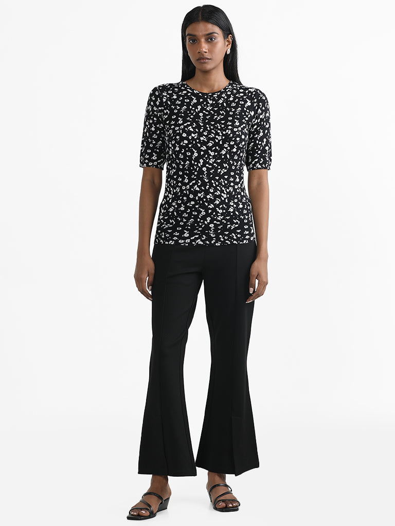 Wardrobe Black Floral Printed Top