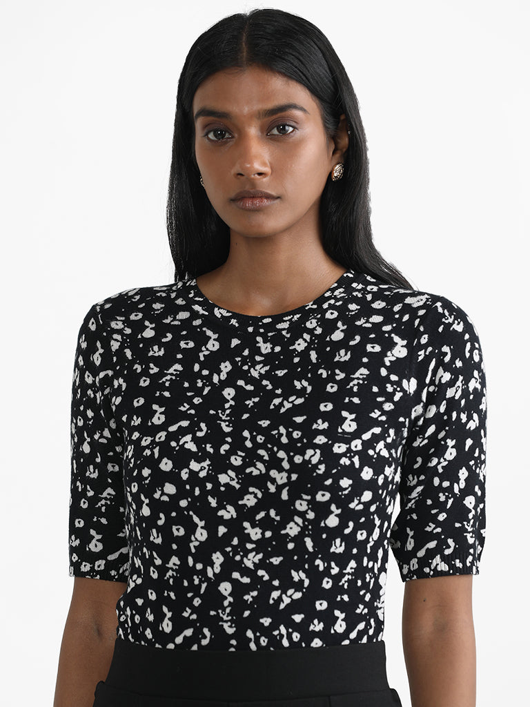 Wardrobe Black Floral Printed Top