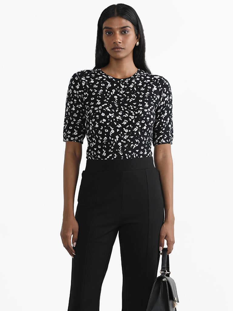 Wardrobe Black Floral Printed Top
