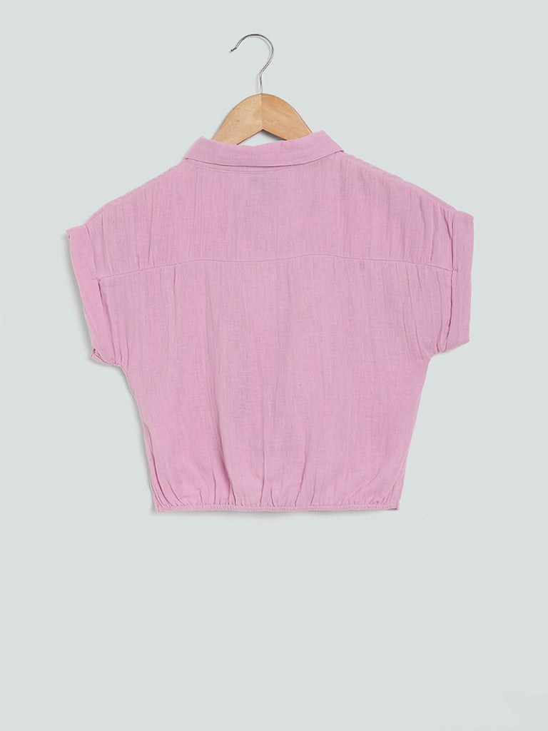 Y&F Kids Pink Tie Up Shirt