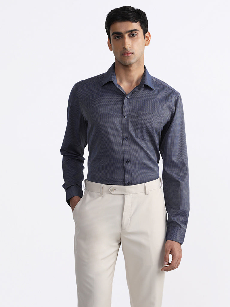 WES Formals Navy-Colored Relaxed Fit Shirt