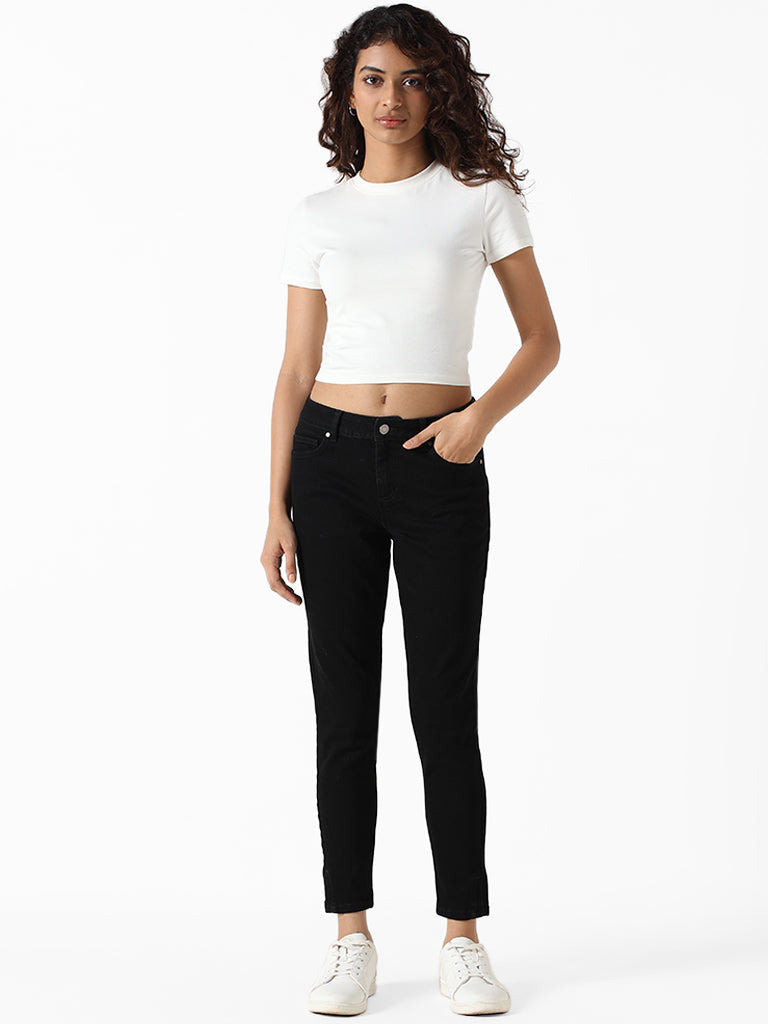 Nuon Black Denim Slit Jeans