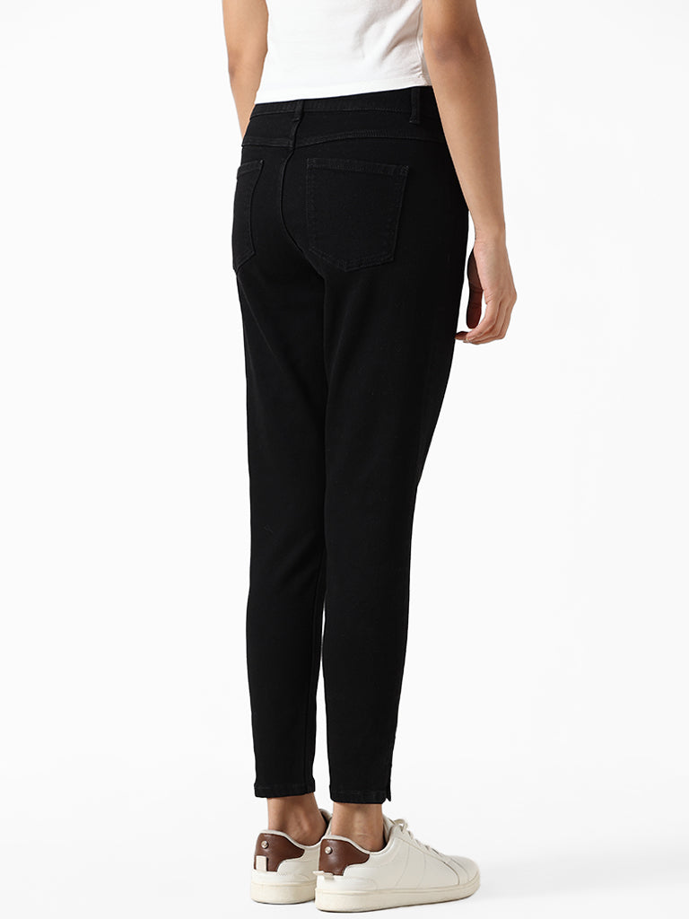 Nuon Black Denim Slit Jeans