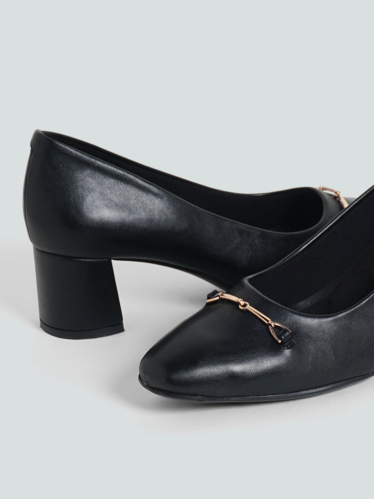 Westside LUNA BLU Women's Trim Court Black Pump Shoes for Casual Wear Zoomed View