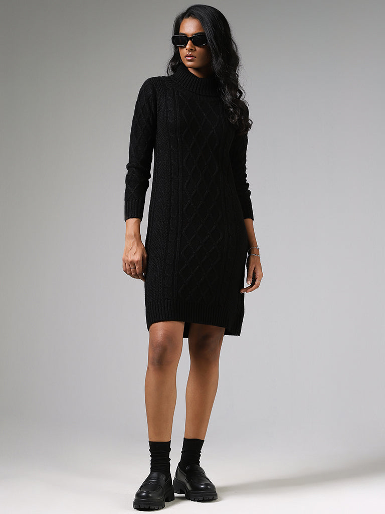 LOV Black Turtleneck Sweater Dress