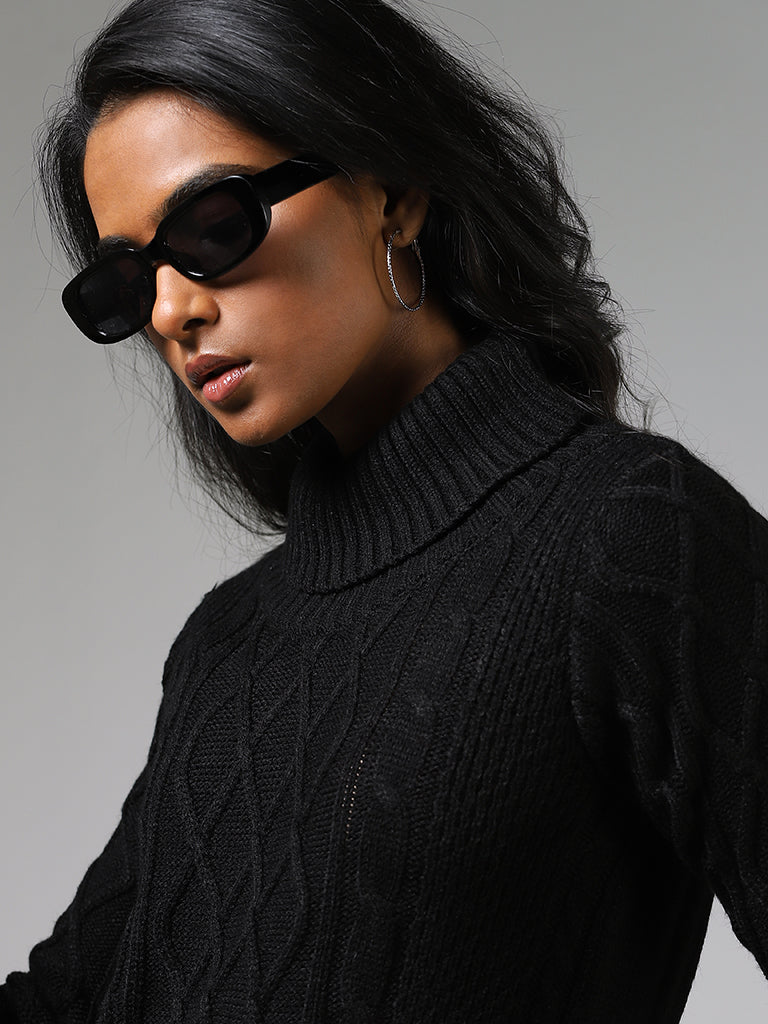 LOV Black Turtleneck Sweater Dress