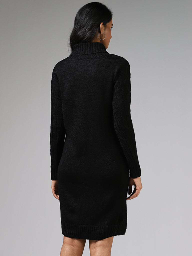 LOV Black Turtleneck Sweater Dress