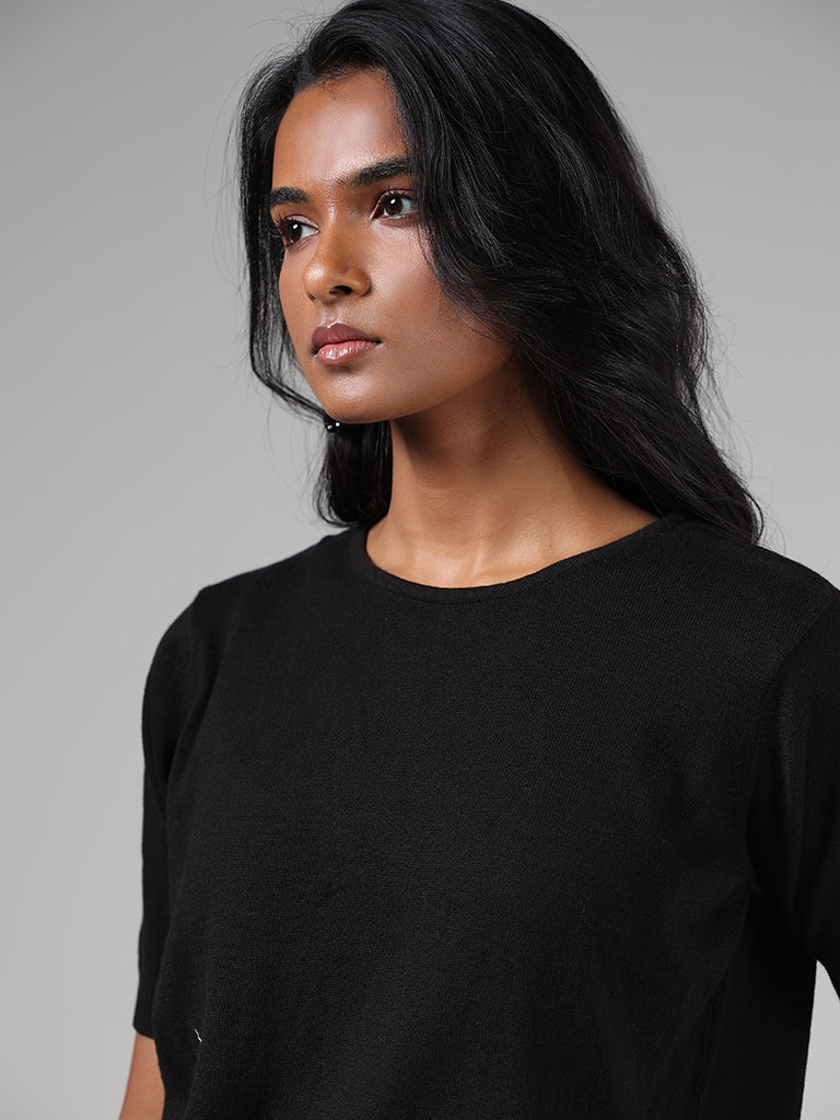 LOV Black Lace Hem Top