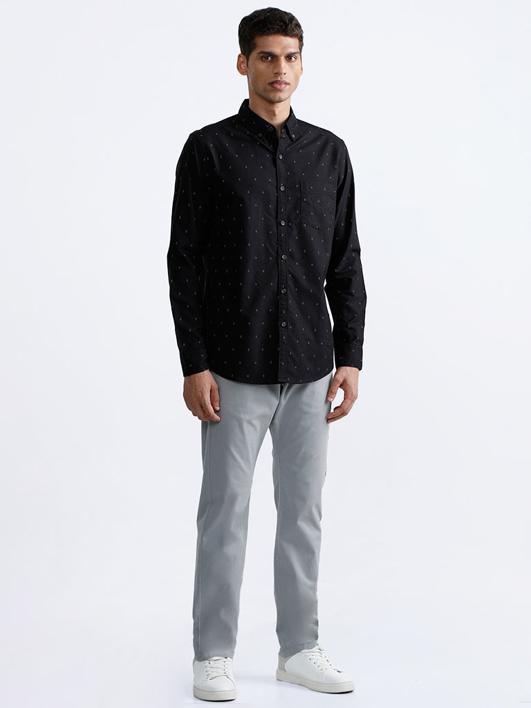 WES Casuals Printed Black Shirt