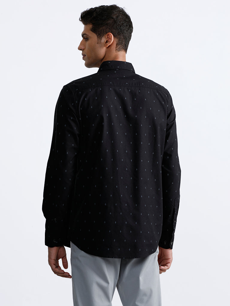 WES Casuals Printed Black Shirt