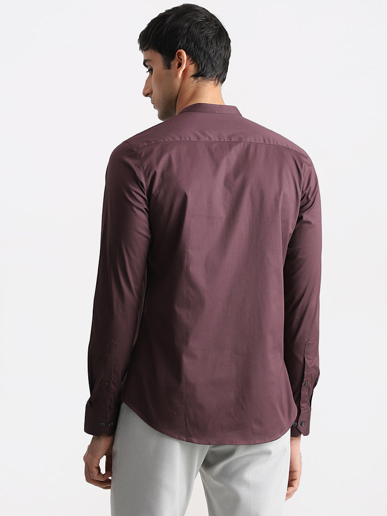 WES Formals Solid Dark Plum Ultra Slim Shirt