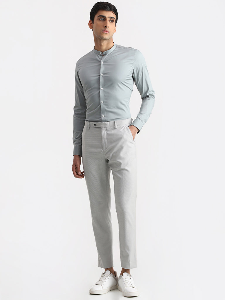 WES Formals Solid Sage Ultra Slim Shirt