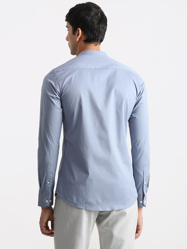 WES Formals Solid Light Blue Ultra Slim Shirt