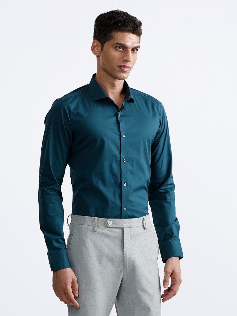 Teal formal shirt discount
