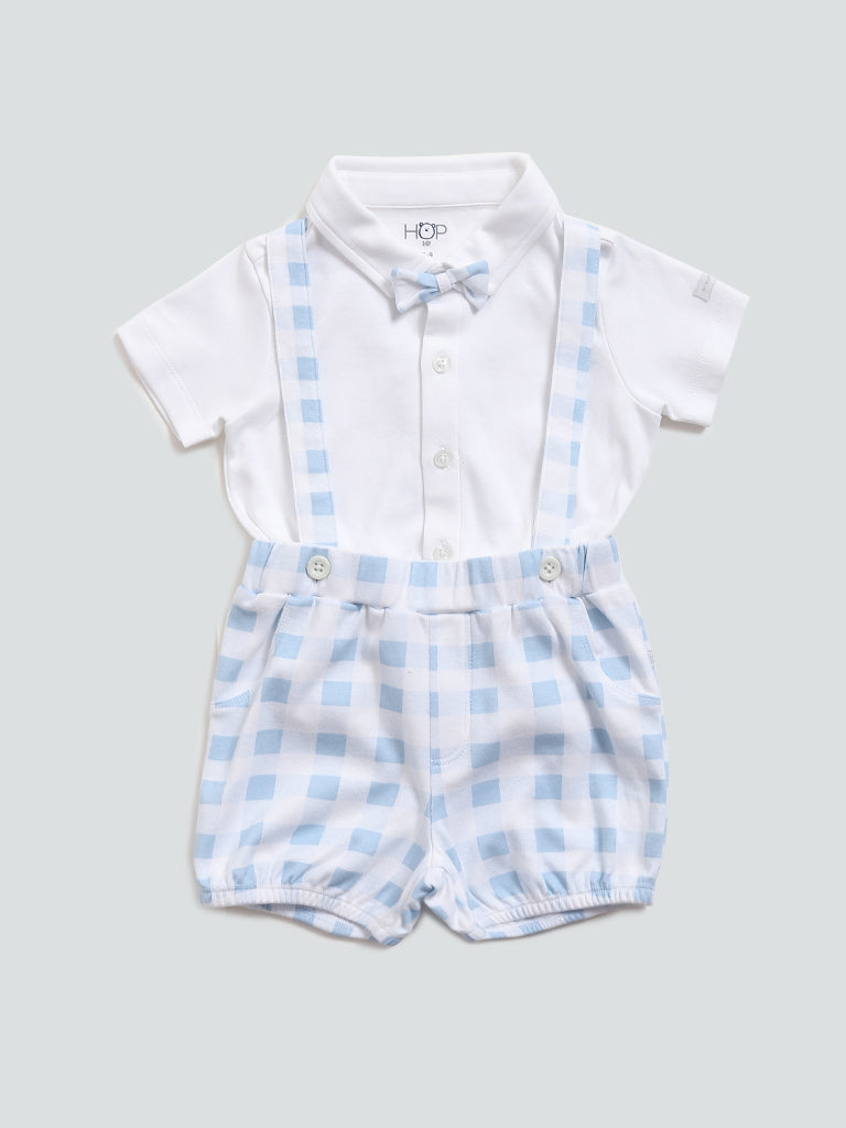 HOP Baby Blue Shorts & Polo T-Shirt Set- Pack of 2