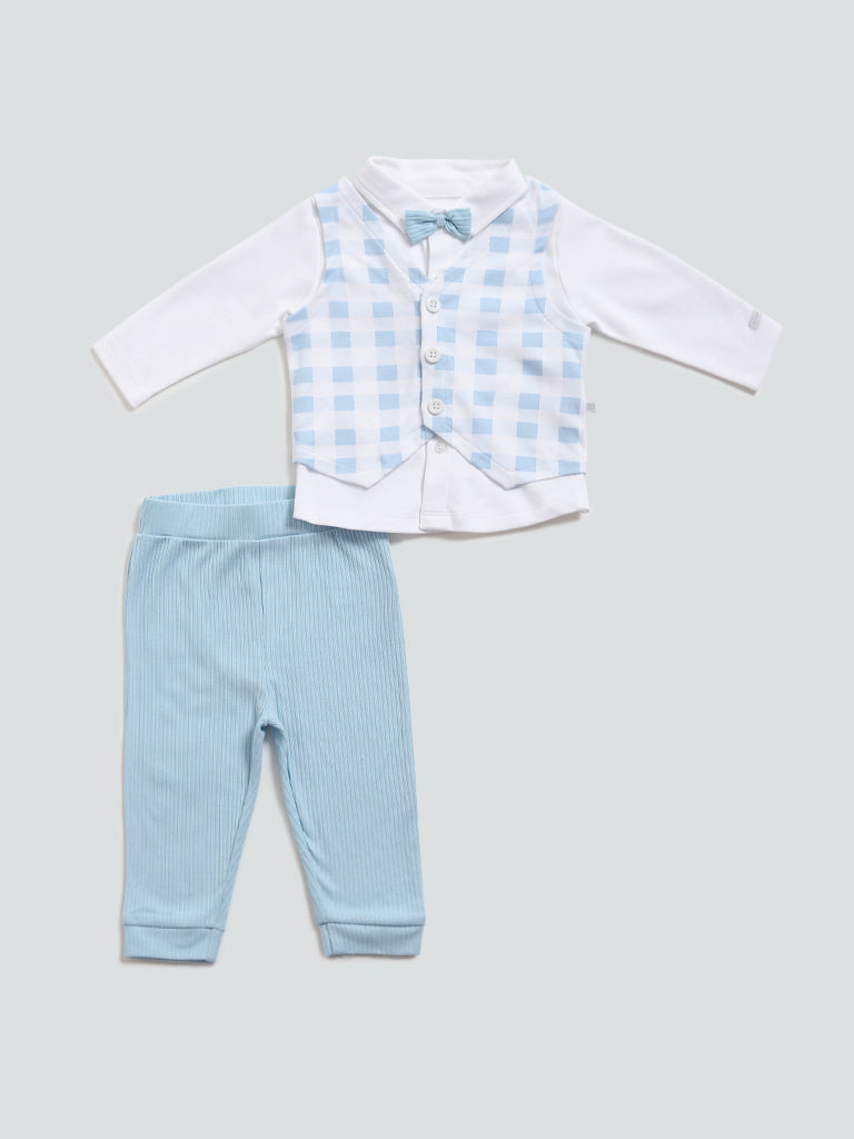 HOP Baby Blue Shirt, Waistcoat & Pants Set