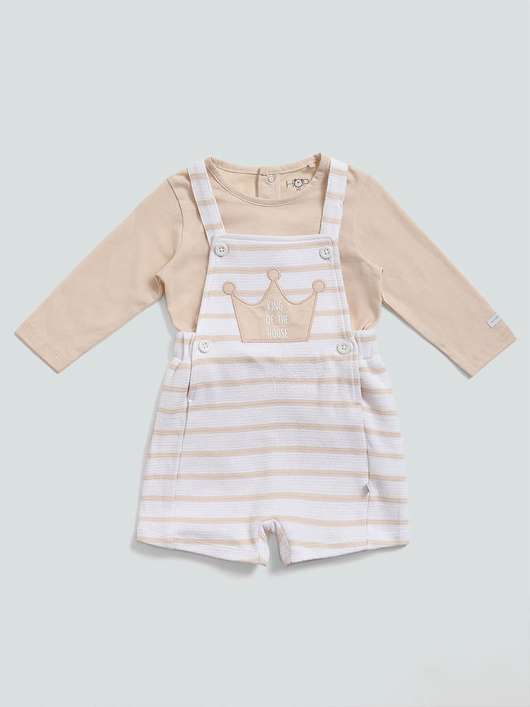 HOP Baby Oat Melange Crown T-Shirt & Dungaree